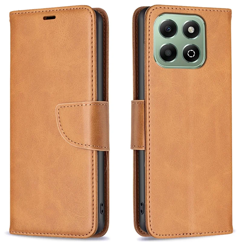 For Honor X6b 4G Case Solid Color PU Leather Wallet Stand Phone Cover - Yellow