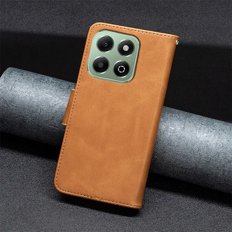 For Honor X6b 4G Case Solid Color PU Leather Wallet Stand Phone Cover - Yellow