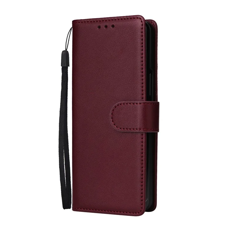 Per Samsung Galaxy Z Fold4 5G Case PU Pelle Custodia Telefonica con 3 Slot per Schede - Rosso Vino