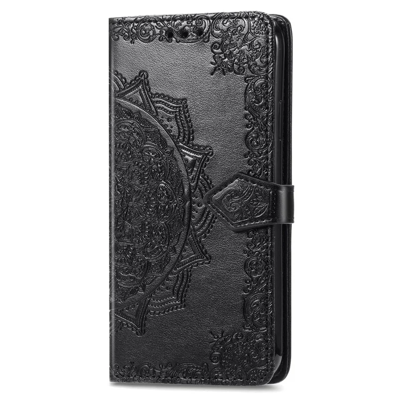 For TCL 50 5G Case Mandala Embossed Design Leather Wallet Phone Cover - Black