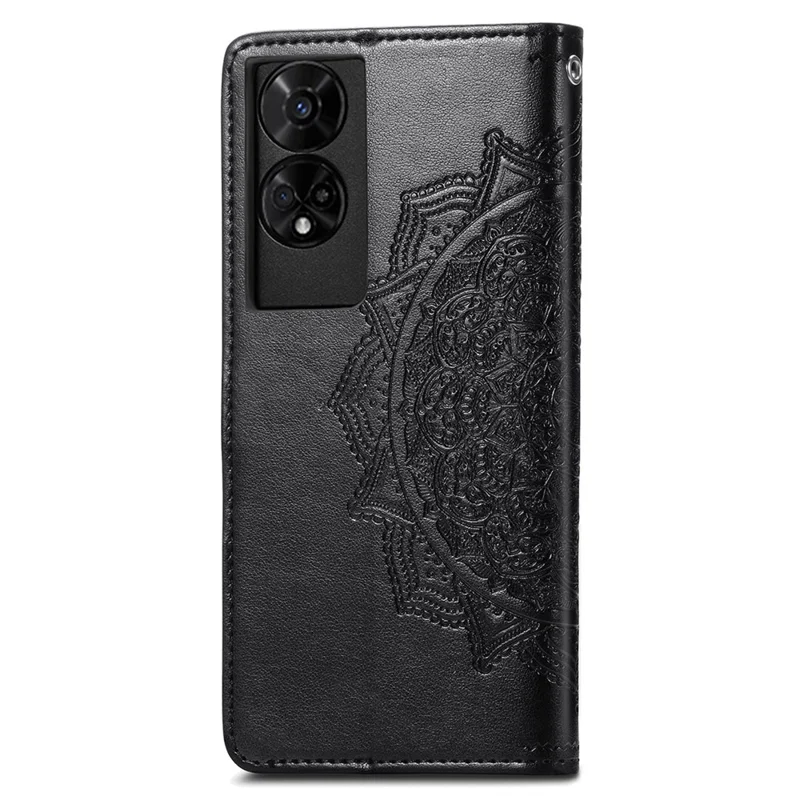 For TCL 50 5G Case Mandala Embossed Design Leather Wallet Phone Cover - Black