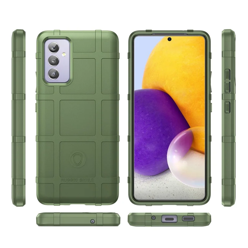 For Samsung Galaxy Quantum 2 / A82 5G Rugged Square Grid Protective Phone Case Thickened TPU Anti-Scratch Phone Cover - Green
