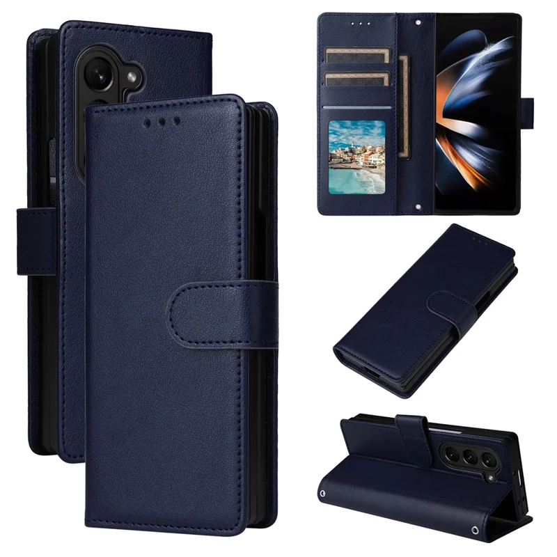 For Samsung Galaxy Z Fold5 5G Case Wallet PU Leather Stand Phone Cover - Blue