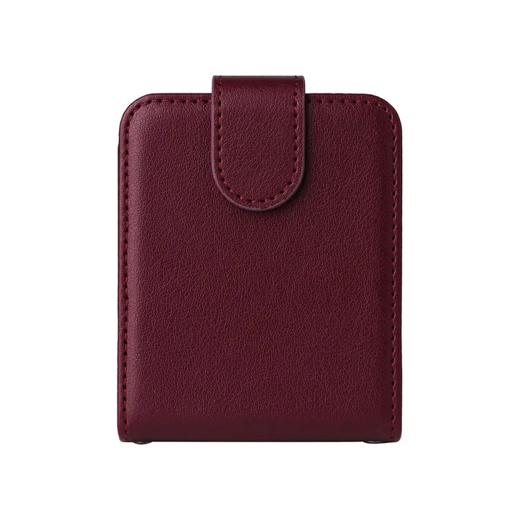 Para Samsung Galaxy Z Flip6 5G Case PU Leather Card Holder Folding Phone Cover - Vinho Tinto