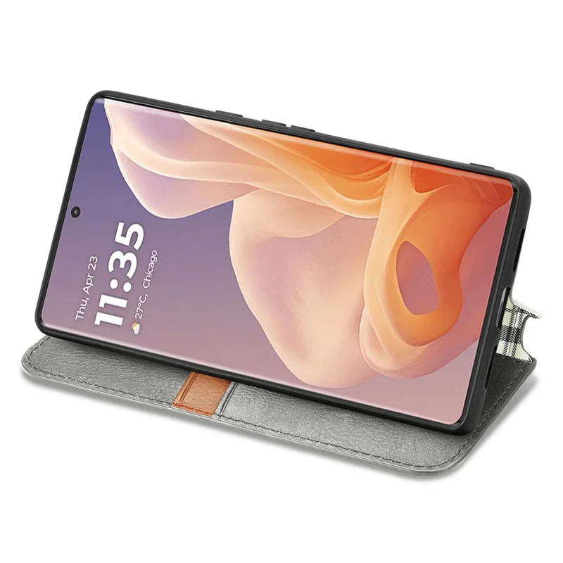 For Motorola Moto G85 5G / S50 Neo 5G Case Rhombus Pattern Leather Phone Cover Magnetic Auto-absorbed - Grey