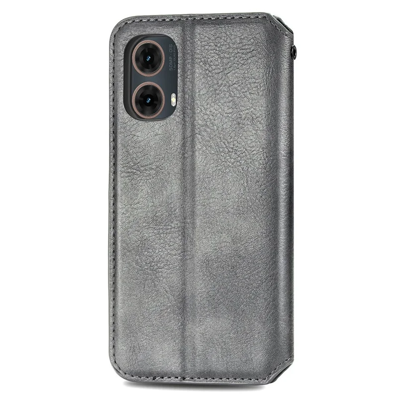 For Motorola Moto G85 5G / S50 Neo 5G Case Rhombus Pattern Leather Phone Cover Magnetic Auto-absorbed - Grey