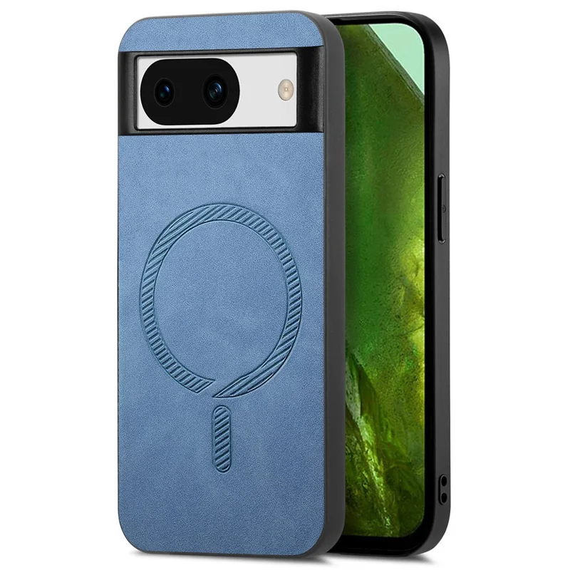 For Google Pixel 8a Leather Back Magnetic Case Skin-touch Phone Cover - Blue