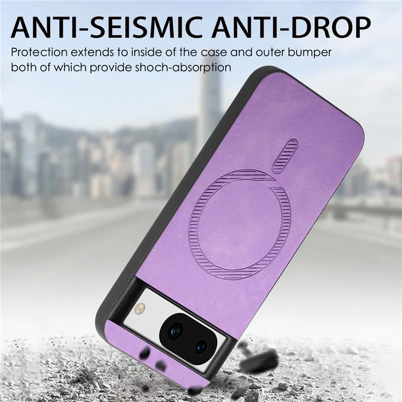 For Google Pixel 8a Leather Back Magnetic Case Skin-touch Phone Cover - Blue