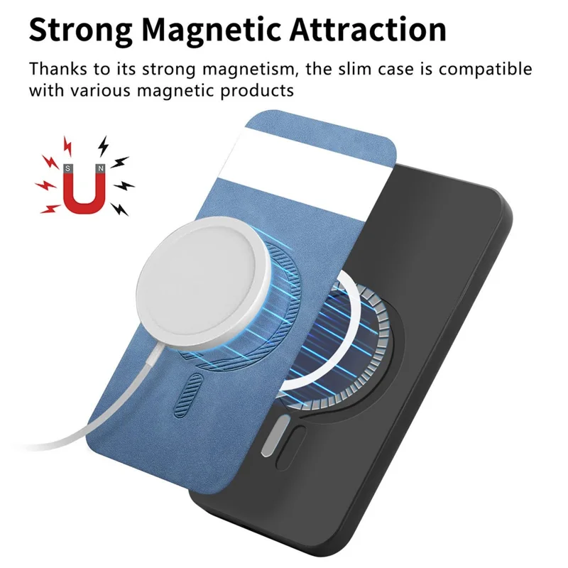 For Google Pixel 8 Leather Back Magnetic Case Skin-touch Phone Cover - Blue