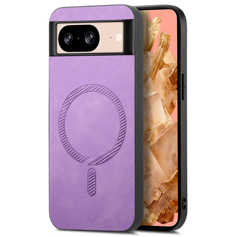 For Google Pixel 8 Leather Back Magnetic Case Skin-touch Phone Cover - Purple