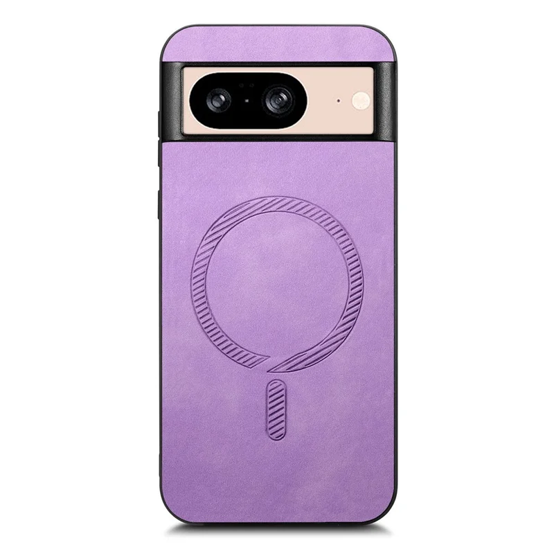 For Google Pixel 8 Leather Back Magnetic Case Skin-touch Phone Cover - Purple