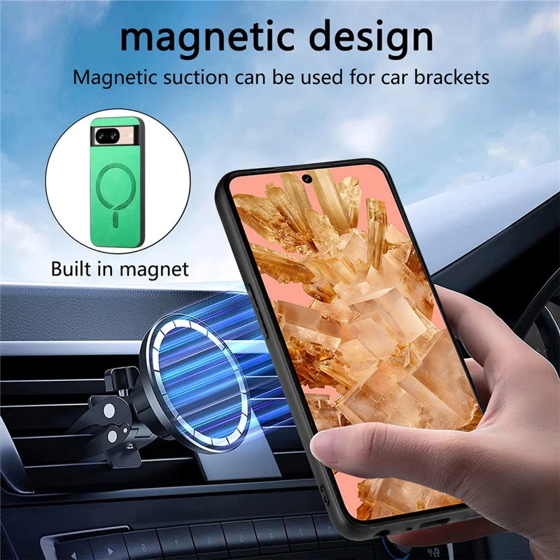 For Google Pixel 8 Leather Back Magnetic Case Skin-touch Phone Cover - Purple