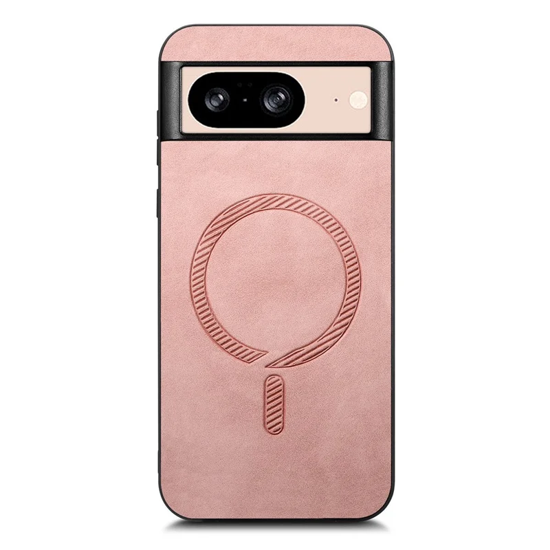 For Google Pixel 8 Leather Back Magnetic Case Skin-touch Phone Cover - Pink