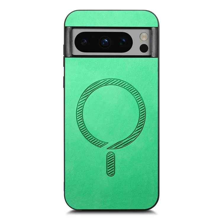 Para Google Pixel 8 Pro Capa de Couro de Volta Compatível com MagSafe Skin-Touch Capa de Telefone - Verde