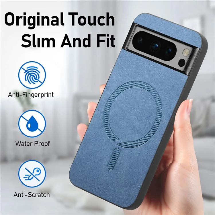 Para Google Pixel 8 Pro Capa de Couro de Volta Compatível com MagSafe Skin-Touch Capa de Telefone - Verde