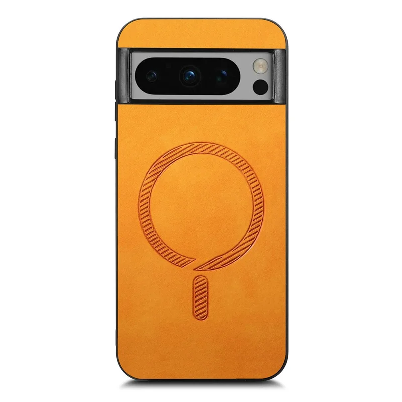 For Google Pixel 8 Pro Leather Back Case Magnetic Case Skin-touch Phone Cover - Yellow