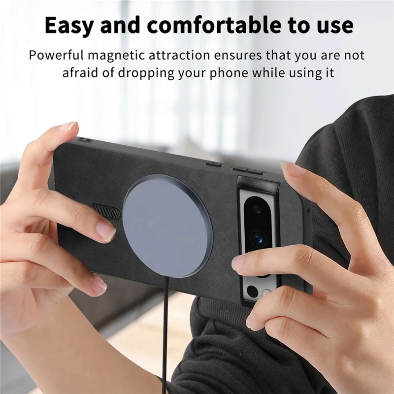 For Google Pixel 8 Pro Leather Back Case Magnetic Case Skin-touch Phone Cover - Yellow