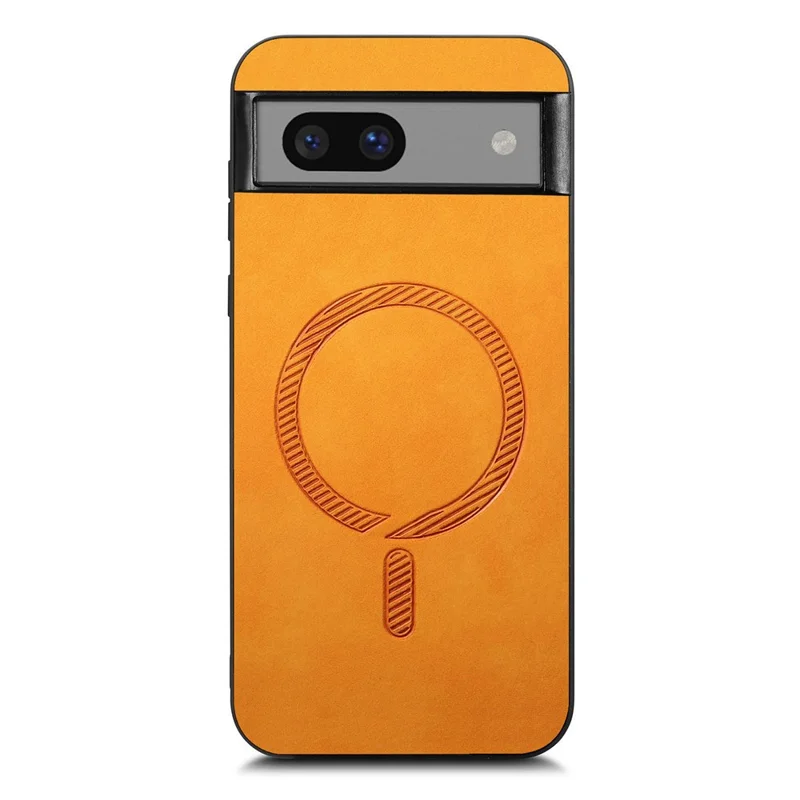 For Google Pixel 7a Leather Back Magnetic Case Skin-touch Phone Cover - Yellow