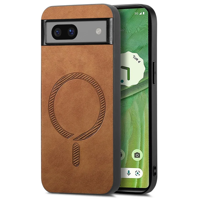 For Google Pixel 7 5G Leather Back Magnetic Case Skin-touch Phone Cover - Brown