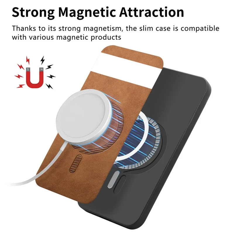 For Google Pixel 7 5G Leather Back Magnetic Case Skin-touch Phone Cover - Brown