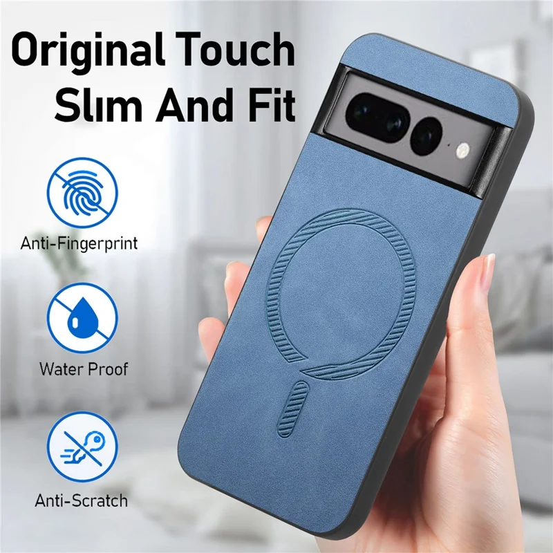 For Google Pixel 7 Pro 5G Leather Back Case Compatible with MagSafe Skin-touch Phone Cover - Yellow