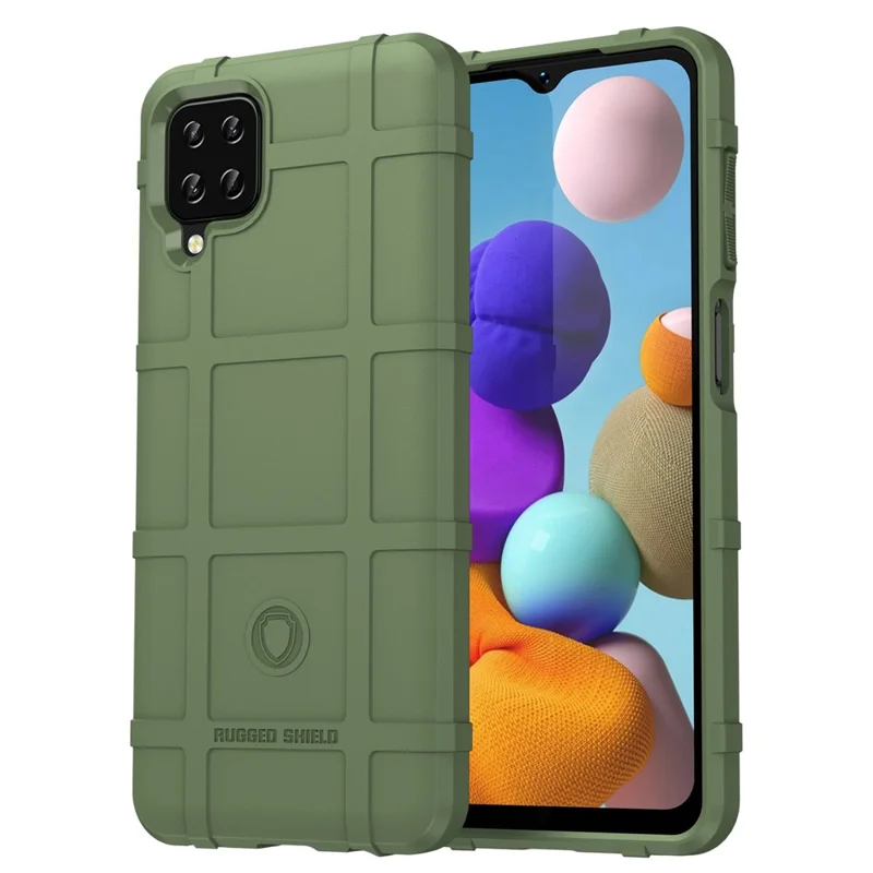 Pour Samsung Galaxy A12 Nacho 4G / A12 / M12 / F12 Casse Arrière de la Grille Carrée Robuste - Vert