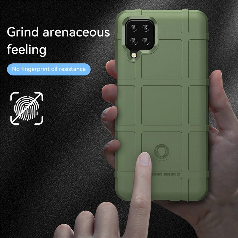 Pour Samsung Galaxy A12 Nacho 4G / A12 / M12 / F12 Casse Arrière de la Grille Carrée Robuste - Vert