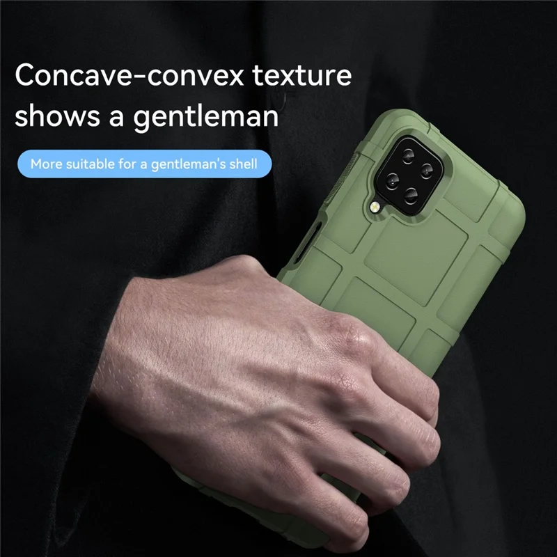Pour Samsung Galaxy A12 Nacho 4G / A12 / M12 / F12 Casse Arrière de la Grille Carrée Robuste - Vert