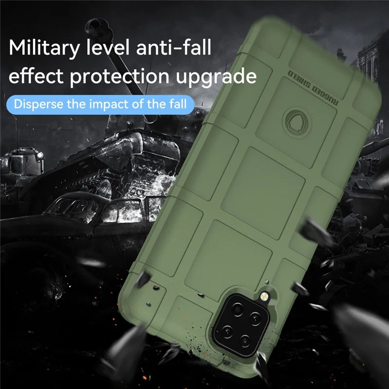Pour Samsung Galaxy A12 Nacho 4G / A12 / M12 / F12 Casse Arrière de la Grille Carrée Robuste - Vert