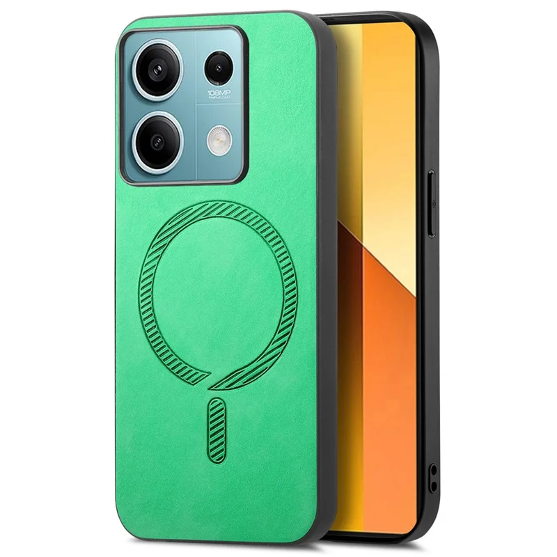 Para Xiaomi Redmi Note 13 5G Capa de Couro Traseira Compatível com MagSafe Capa de Telefone Touch-Skin - Verde