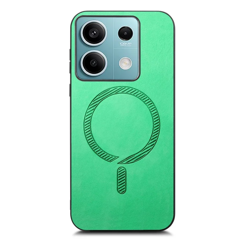 Para Xiaomi Redmi Note 13 5G Capa de Couro Traseira Compatível com MagSafe Capa de Telefone Touch-Skin - Verde