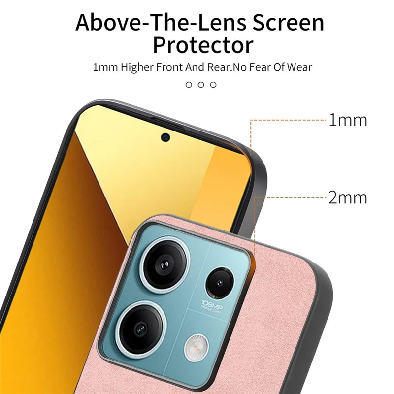 For Xiaomi Redmi Note 13 5G Leather Back Magnetic Case Skin-touch Phone Cover - Pink