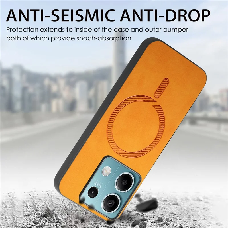 For Xiaomi Redmi Note 13 5G Leather Back Magnetic Case Skin-touch Phone Cover - Pink