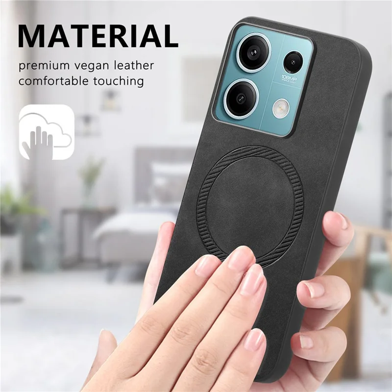 For Xiaomi Redmi Note 13 5G Leather Back Magnetic Case Skin-touch Phone Cover - Pink