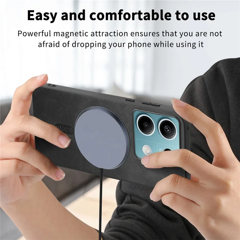 For Xiaomi Redmi Note 13 5G Leather Back Magnetic Case Skin-touch Phone Cover - Pink