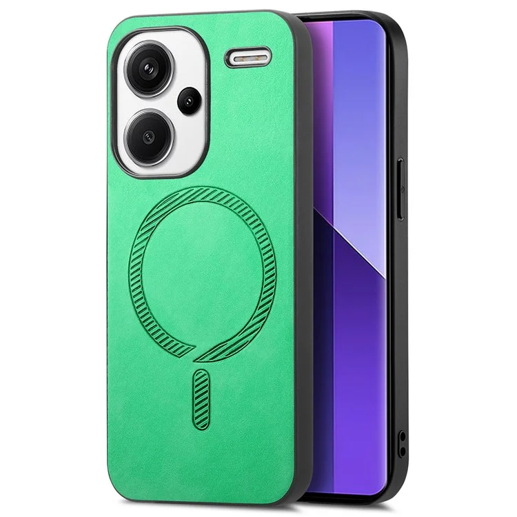 Pour Xiaomi Redmi Note 13 Pro+ 5G Étui en cuir pour le dos Compatible avec MagSafe Étui de téléphone Peau-Toucher - Vert