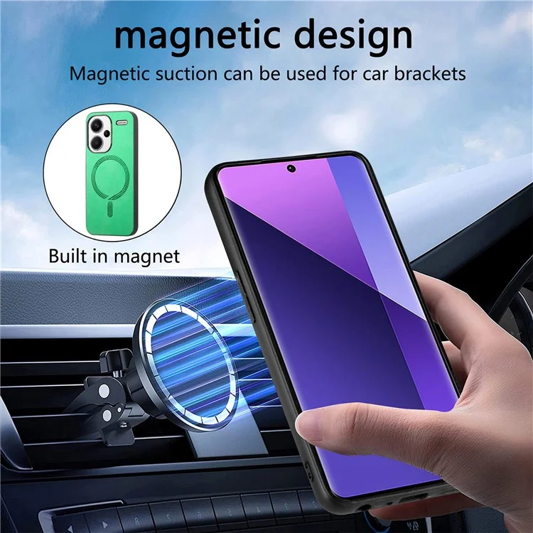 Pour Xiaomi Redmi Note 13 Pro+ 5G Étui en cuir pour le dos Compatible avec MagSafe Étui de téléphone Peau-Toucher - Vert