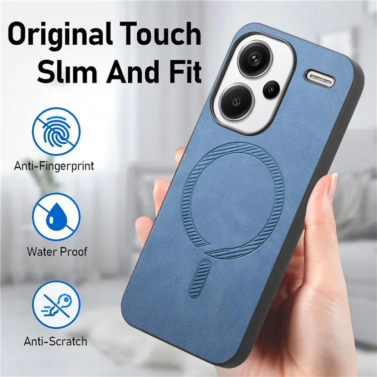 Pour Xiaomi Redmi Note 13 Pro+ 5G Étui en cuir pour le dos Compatible avec MagSafe Étui de téléphone Peau-Toucher - Vert