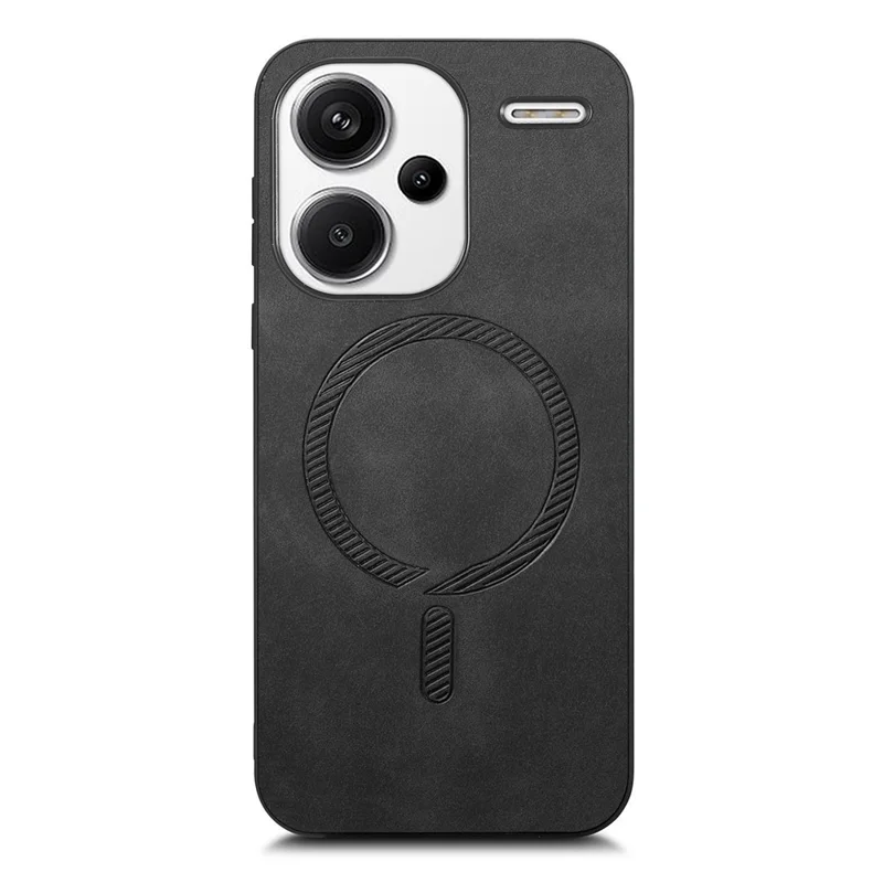 For Xiaomi Redmi Note 13 Pro+ 5G Leather Back Magnetic Case Skin-touch Phone Cover - Black