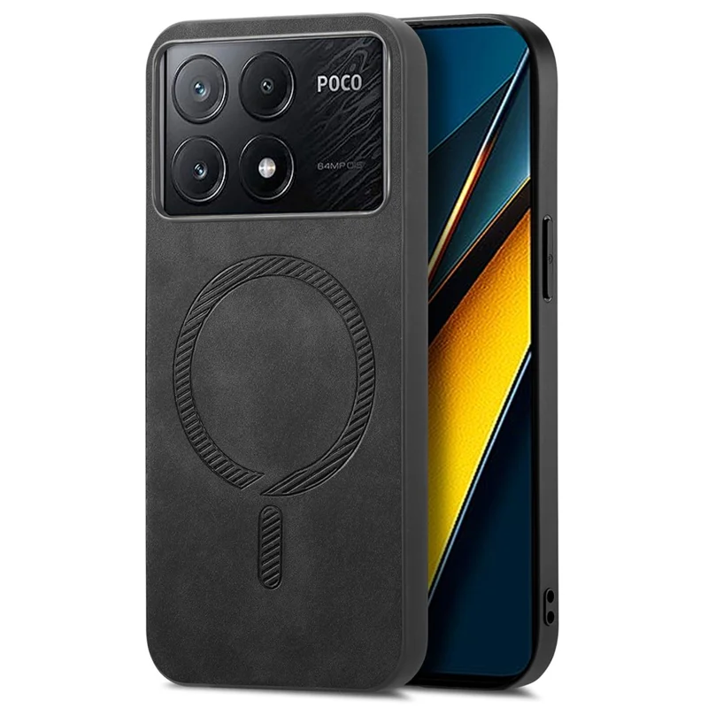 For Xiaomi Poco X6 Pro 5G  /  Redmi K70E 5G Leather Back Magnetic Case Skin-touch Phone Cover - Black
