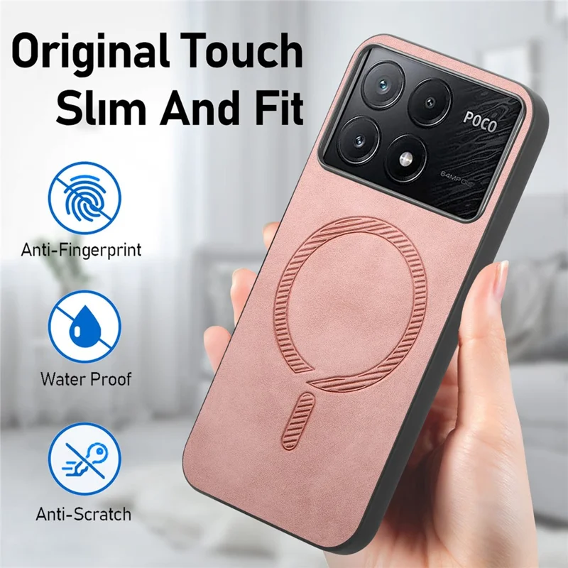 For Xiaomi Poco X6 Pro 5G  /  Redmi K70E 5G Leather Back Magnetic Case Skin-touch Phone Cover - Black