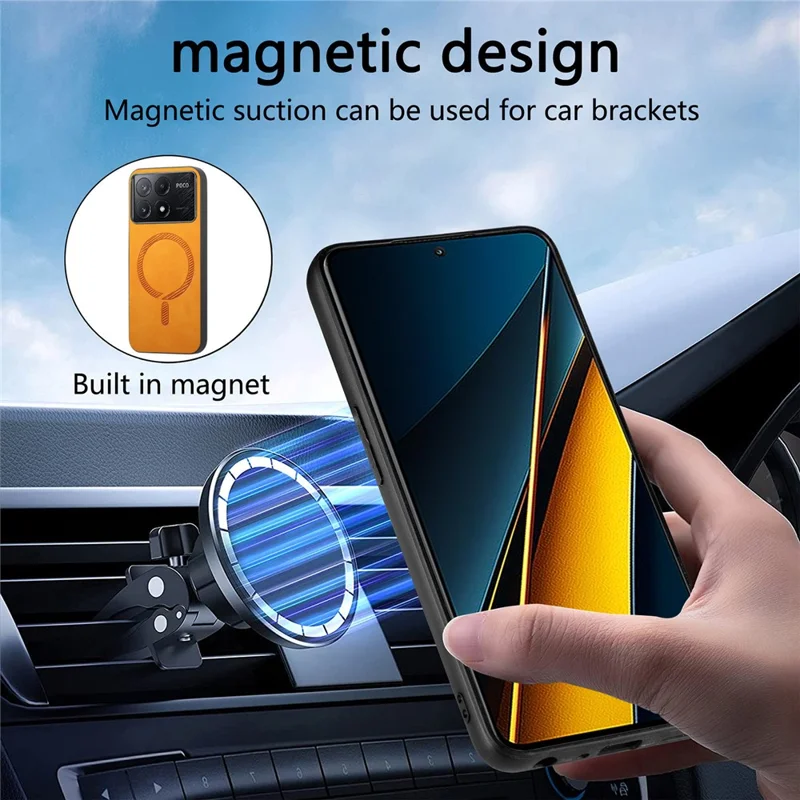 For Xiaomi Poco X6 Pro 5G  /  Redmi K70E 5G Leather Back Magnetic Case Skin-touch Phone Cover - Black