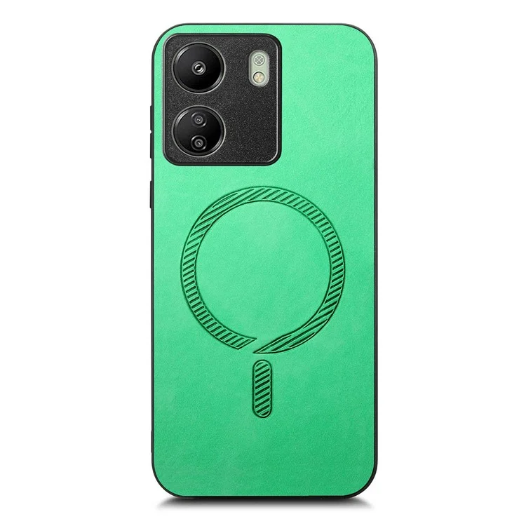 For Xiaomi Redmi 13C 5G  /  13C 4G  /  13R 5G  /  Poco M6 5G Leather Back Case Compatible with MagSafe Skin-Touch Phone Cover - Green