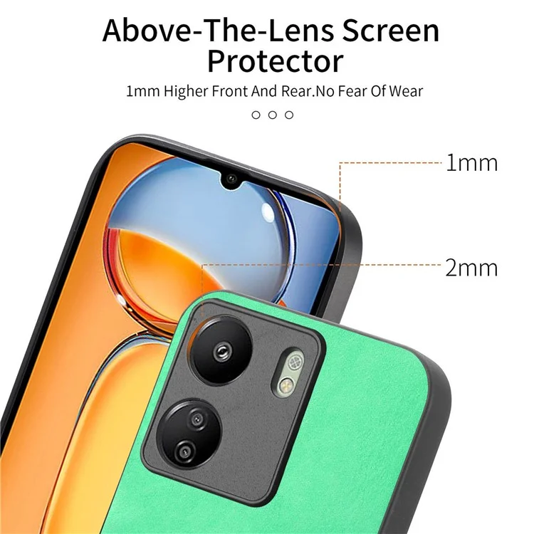 For Xiaomi Redmi 13C 5G  /  13C 4G  /  13R 5G  /  Poco M6 5G Leather Back Case Compatible with MagSafe Skin-Touch Phone Cover - Green
