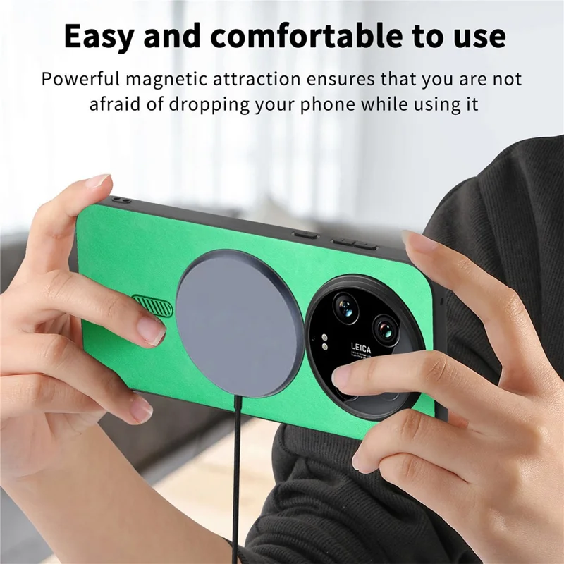 For Xiaomi 14 Ultra Leather Back Magnetic Case Skin-touch Phone Cover - Blue