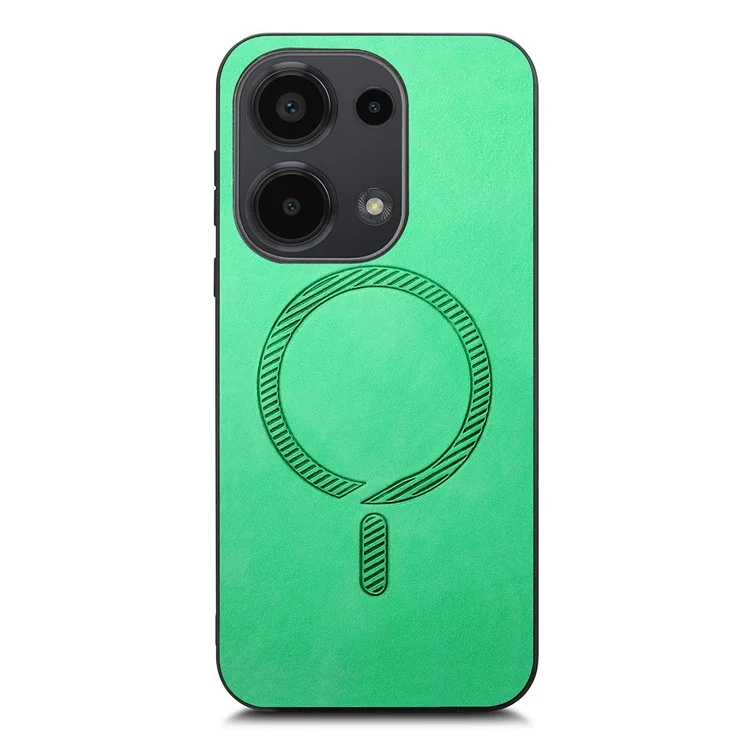 For Xiaomi Poco M6 Pro 4G  /  Redmi Note 13 Pro 4G Leather Back Case Compatible with MagSafe Skin-Touch Phone Cover - Green