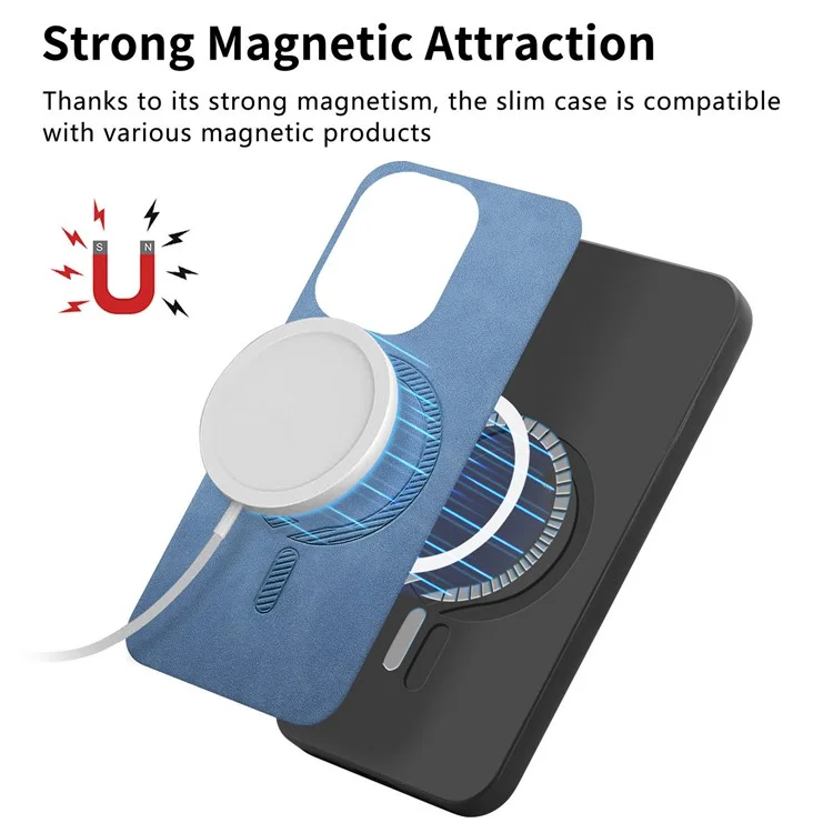 For Xiaomi Poco M6 Pro 4G  /  Redmi Note 13 Pro 4G Leather Back Case Compatible with MagSafe Skin-Touch Phone Cover - Green