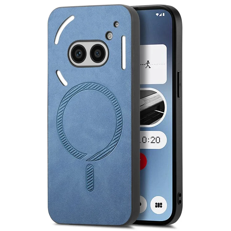 For Nothing Phone (2a) Plus / Phone (2a) Leather Back Case Compatible with MagSafe Skin-Touch Phone Cover - Blue