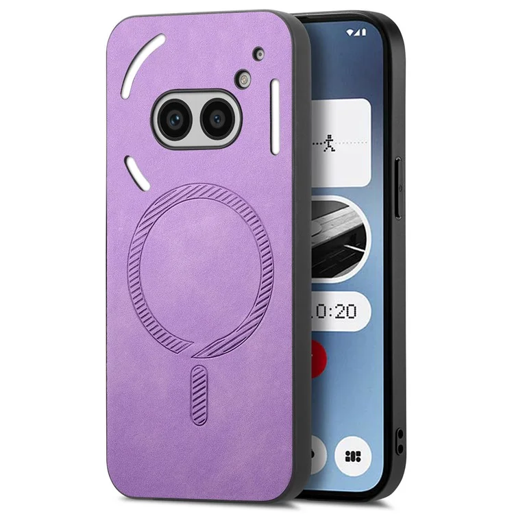 For Nothing Phone (2a) Plus / Phone (2a) Leather Back Case Compatible with MagSafe Skin-Touch Phone Cover - Purple