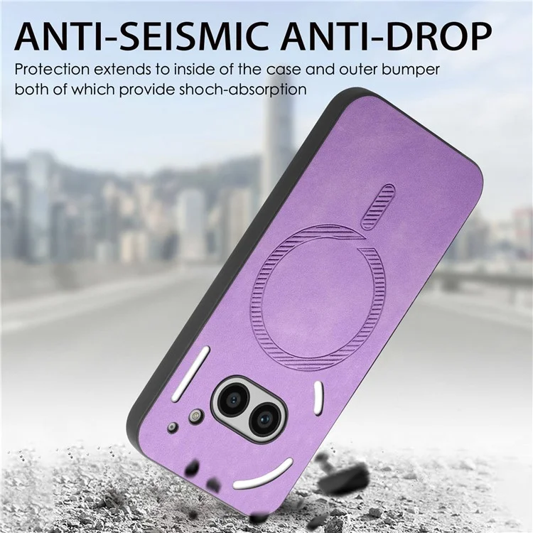 For Nothing Phone (2a) Plus / Phone (2a) Leather Back Case Compatible with MagSafe Skin-Touch Phone Cover - Purple
